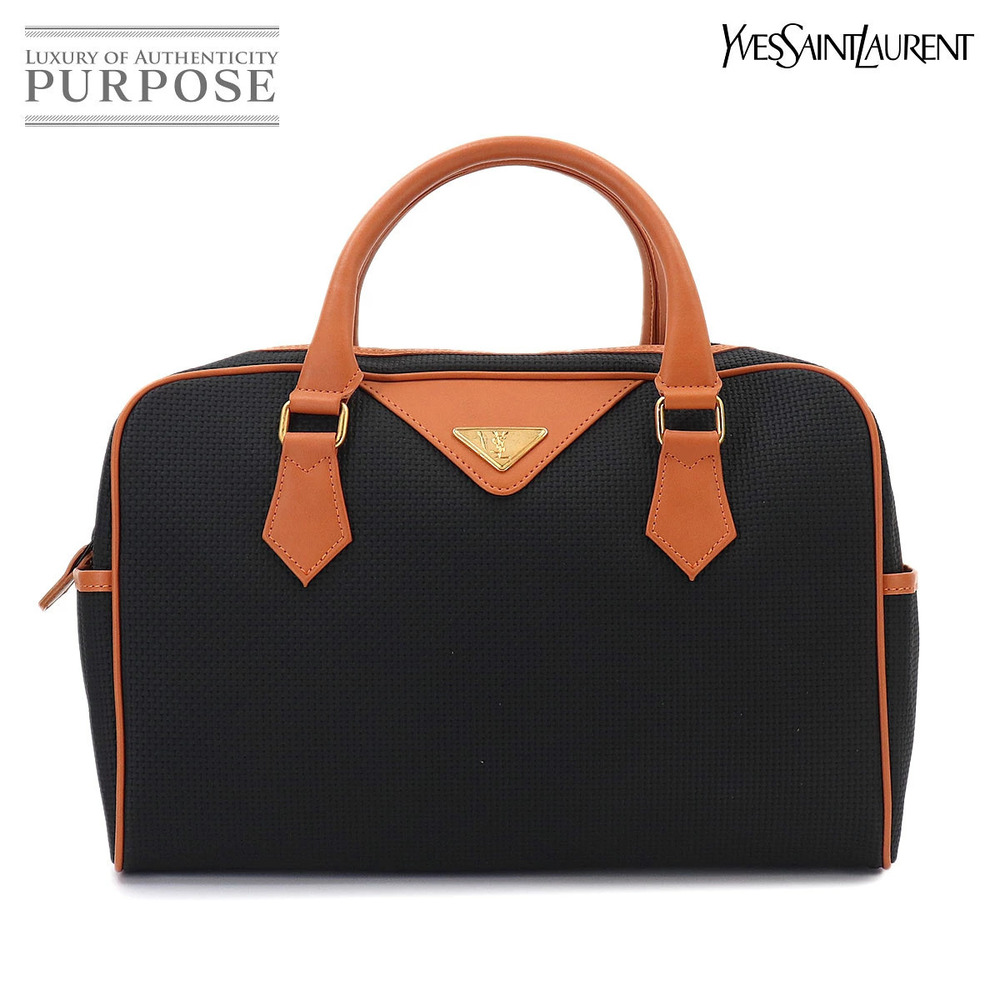 Saint Laurent Boston Leather Shoulder Bag Black Brown